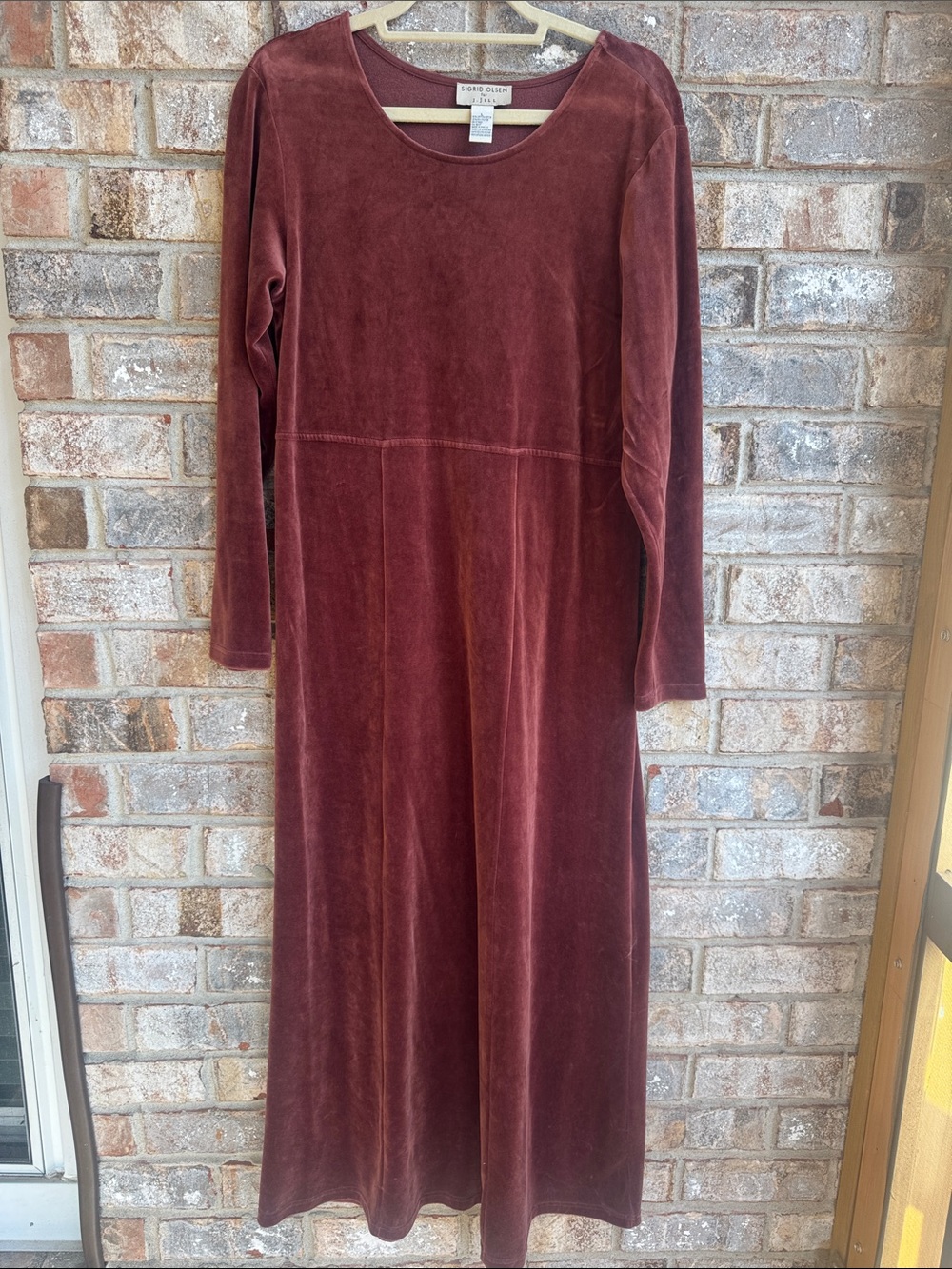 Sigrid Olsen for J Jill Velvet Maxi Dress in Wine Brown/Red
